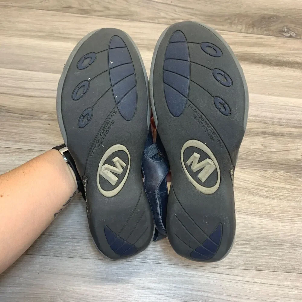 Womens Size 9 Merrell Agave Navy Leather Sandals Strappy Slingback Ankle Outdoor - Picture 7 of 11